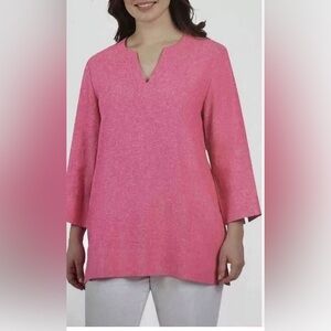Land’s End | Pink Linen Blend Women's Tunic Top